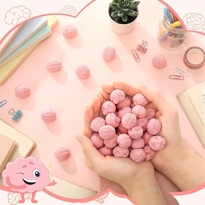 Gilprop 48 Pcs Brain Shaped Erasers Bulk, 1 Inch Mini Halloween Erasers - Image 3