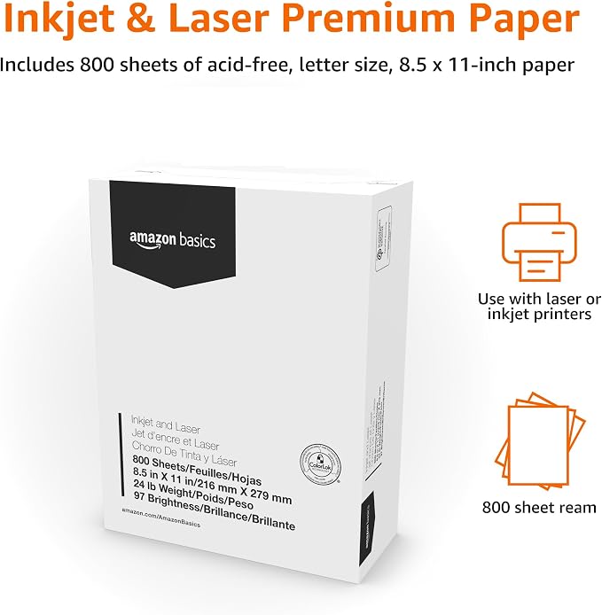 Amazon Basics Multipurpose Copy Printer Paper, 8.5 x 11 Inches, 24 lb, 1 Mega - Image 4