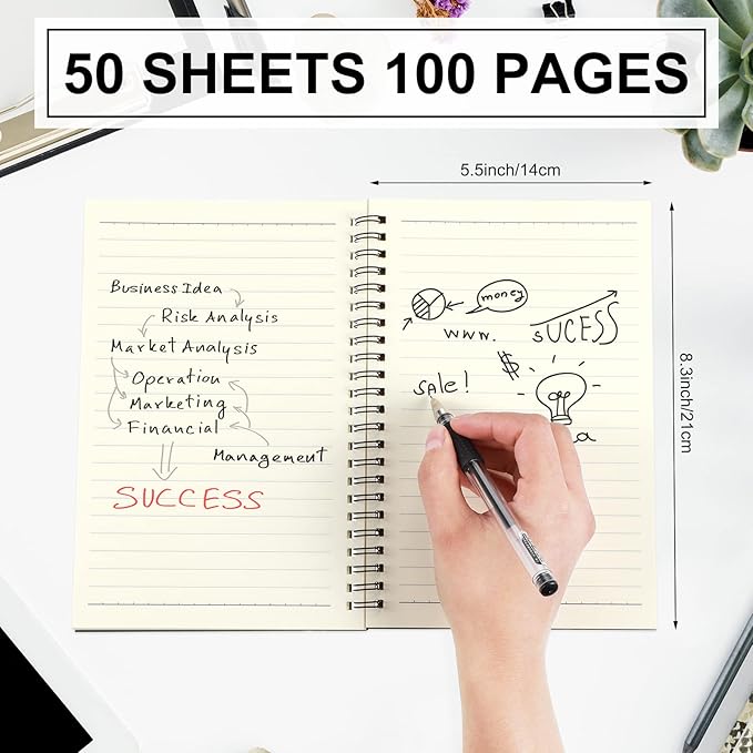 Yahenda 200 Pcs Spiral Notebook Bulk A5 Journal Lined 8.3'' x 5.5'' Writing - Image 3