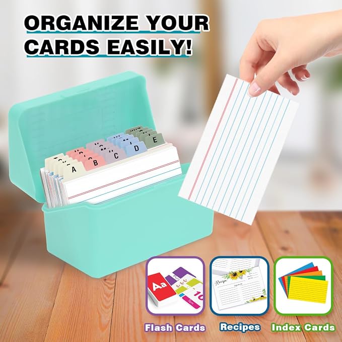H4D 3x5 Index Card Holder with 100 Heavyweight Ruled Index Cards and 25 Plastic - Image 6
