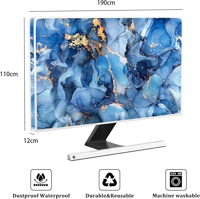 Baocicco Navy Blue Gold Marble Waterproof TV Dust Cover 80 Inch Creative - Image 2