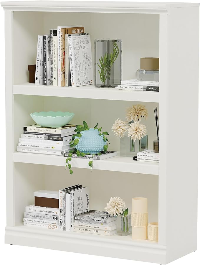 Bevfint 43 in Tall Bookcase, 3-Tier Bookshelf Open Storage, 33 inch Wide Floor by Bevfint