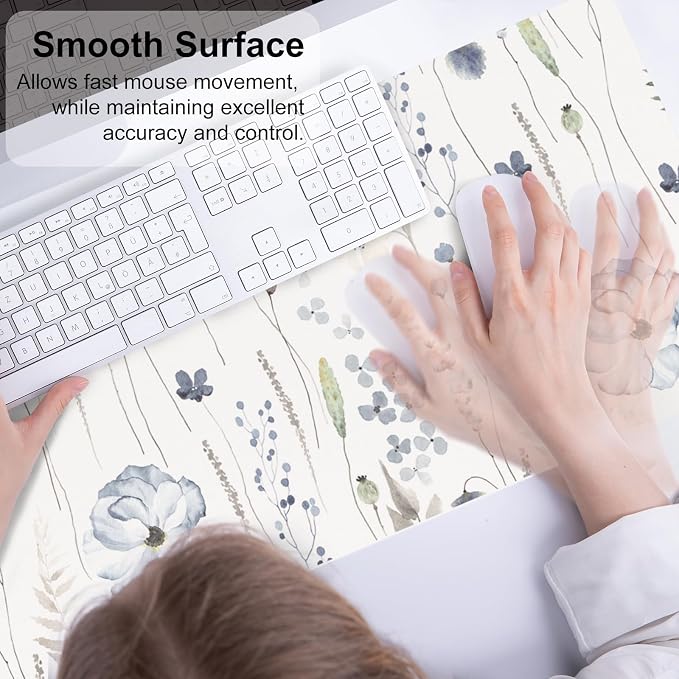 QIYI Large Mouse Pad for Desk, Floral Desk Mat for Desktop, Women Girls Office - Image 4