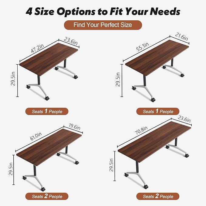 Goakwwuz Conference Room Table, Folding Conference Tables, Thicken Grey Tabletop - Image 2