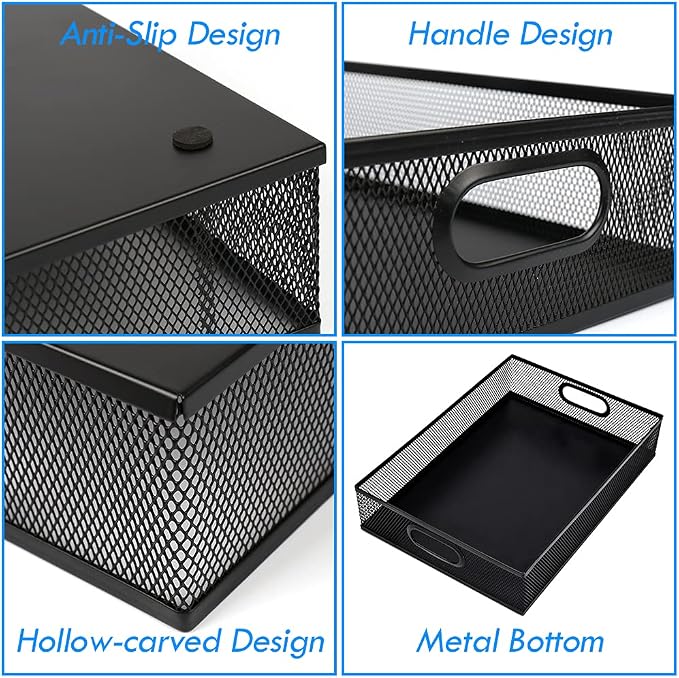 EsOfficce Desk Drawer Organizer, A4 Large Metal Mesh Desk Rrganizer Tray - Image 4