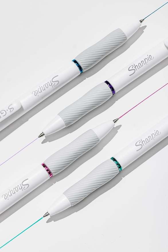 Sharpie S-Gel Pens, Fashion Barrel Gel Pens, Pearl White Body, Medium Point - Image 2