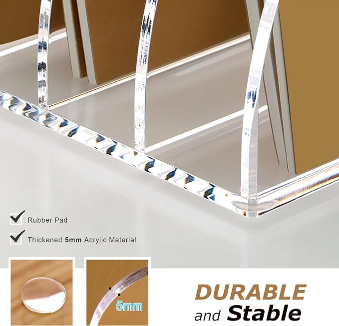 SANRUI Acrylic Desk Magazine File Organizer, 4 Vertical Compartments Clear - Image 4