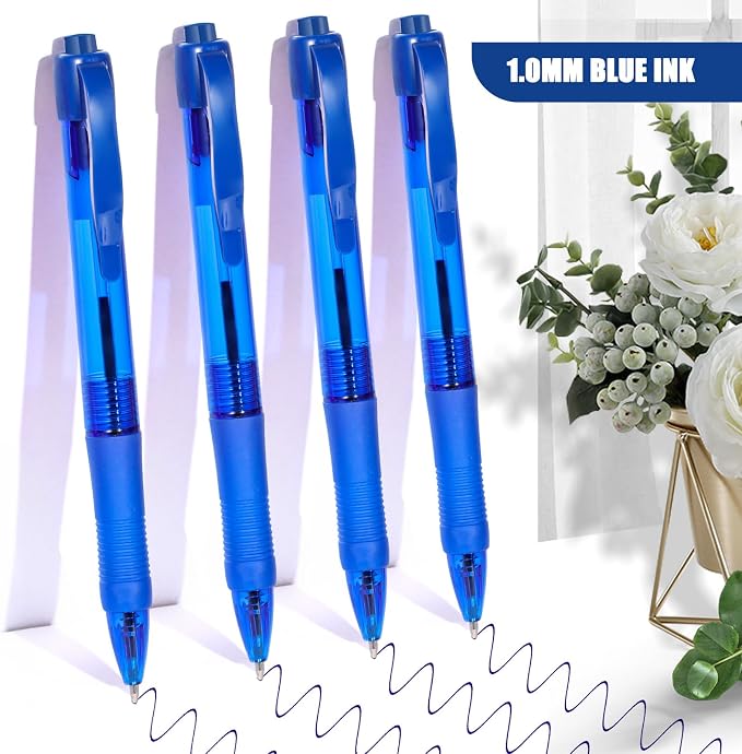 deegtran Pens Bulk, 100 Pack No Bleed Blue Ink Click Pens - Image 3