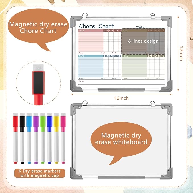 Lincia 12 x 16 Magnetic Dry Erase Chore Chart Board - Image 2