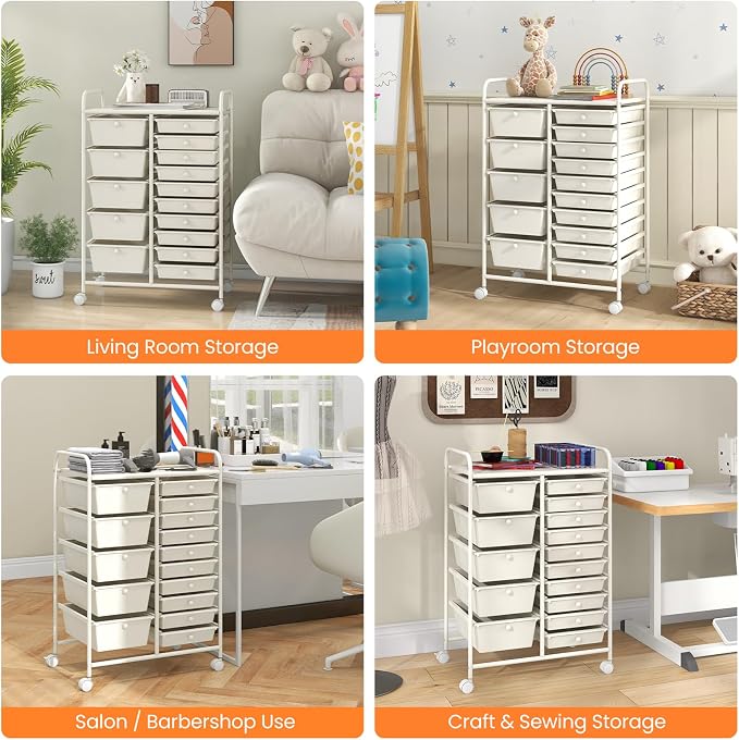 GLACER 15 Drawers Rolling Cart, Storage Cart - Image 8