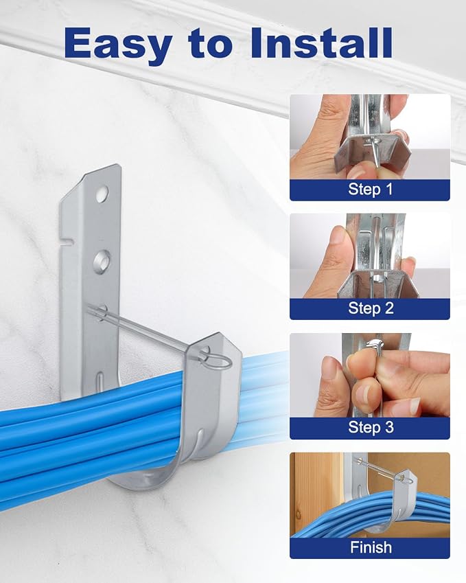 AOKLIT 100 Pcs 2" Galvanized Steel J-Hooks, Heavy Duty Wall Mount Cable Support - Image 6