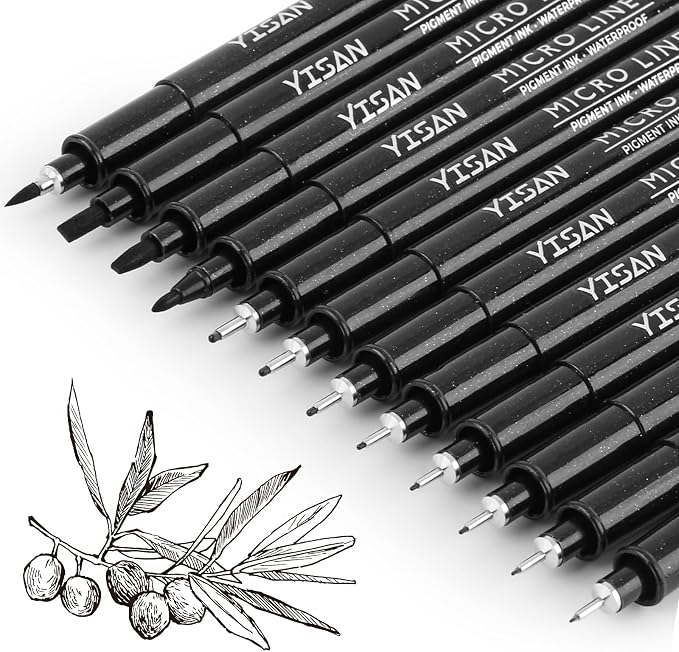 YISAN Drawing Art Pens, Micro Fineliner Pens, Fine Tip Manga Markers by YISAN
