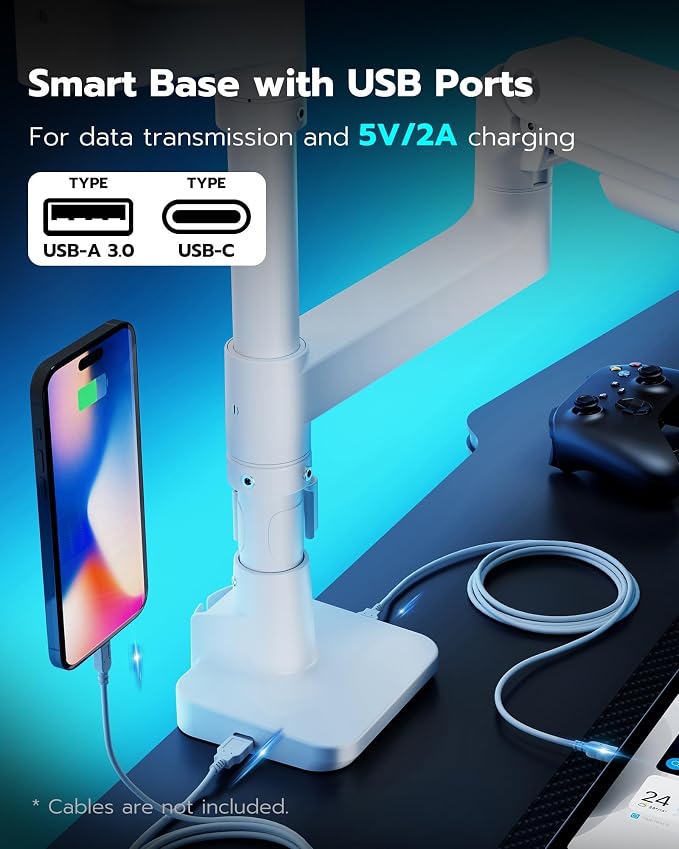 ARES WING Dual Monitor Stand for Ultrawide Heavy Duty Curved Monitor Stacking - Image 7