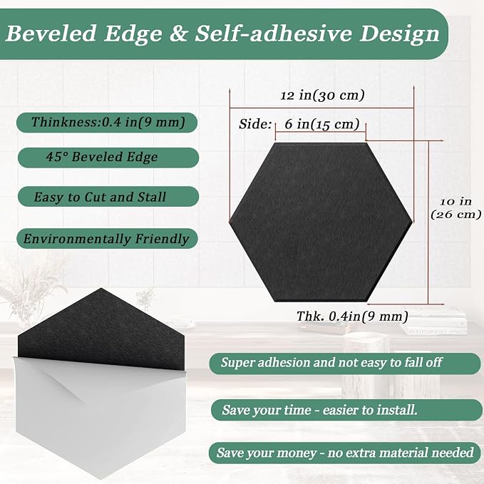 Hexagonal Acoustic Panels-12 Pack High-Density Sound Absorbing Panels - Image 4