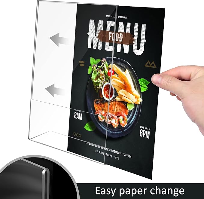 Ludery 8.5x11 Inches Acrylic Sign Slant Back Holder, Plastic Display Stand - Image 3