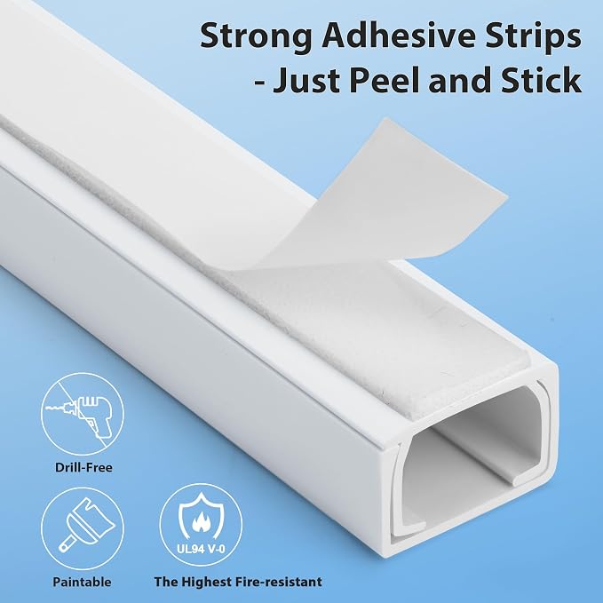 Cord Hider Wall for One Cord, 136in Cord Covers for Wires on Wall, Easy Install - Image 5