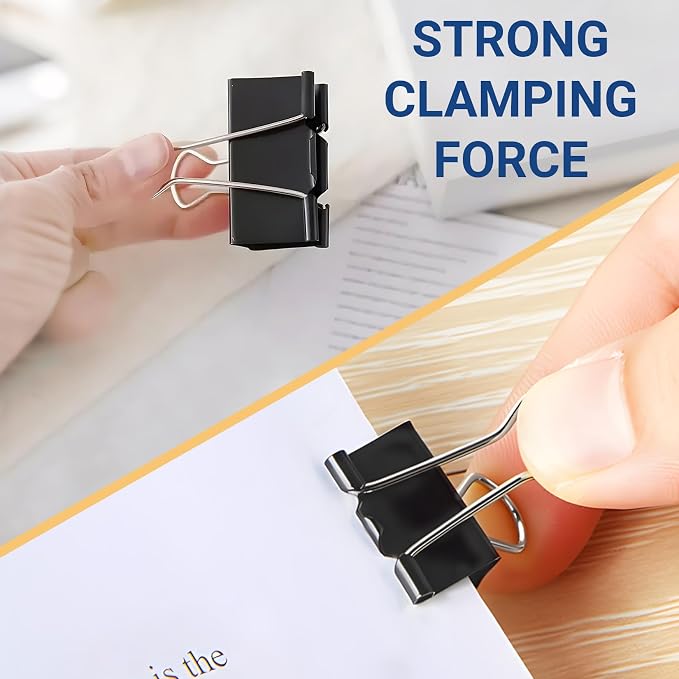 360 PCS Binder Clips Small – Mini Black Metal Paper Clamps, 0.6in/15mm Binder - Image 3