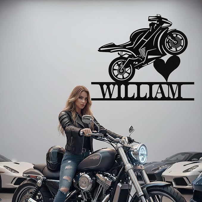 Custom Motorcycle Metal Signs Personalized Dirt Biker Name Sign Custom Garage - Image 6