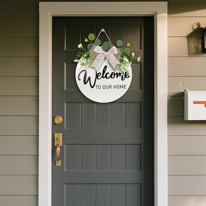 VPDTVK Welcome Sign for Front Door, Rustic Welcome Door Sign Outdoor Wreaths - Image 3