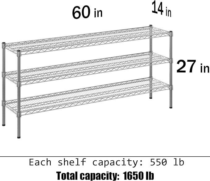 Regal Altair 14" Deep x 60" Wide x 27" Height Wire Shelving Kit | 3-Tier | NSF - Image 3