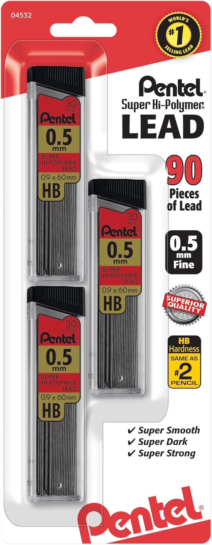 Pentel Super Hi-Polymer Lead Refills, 90 Pieces of Lead by PentelofAmerica