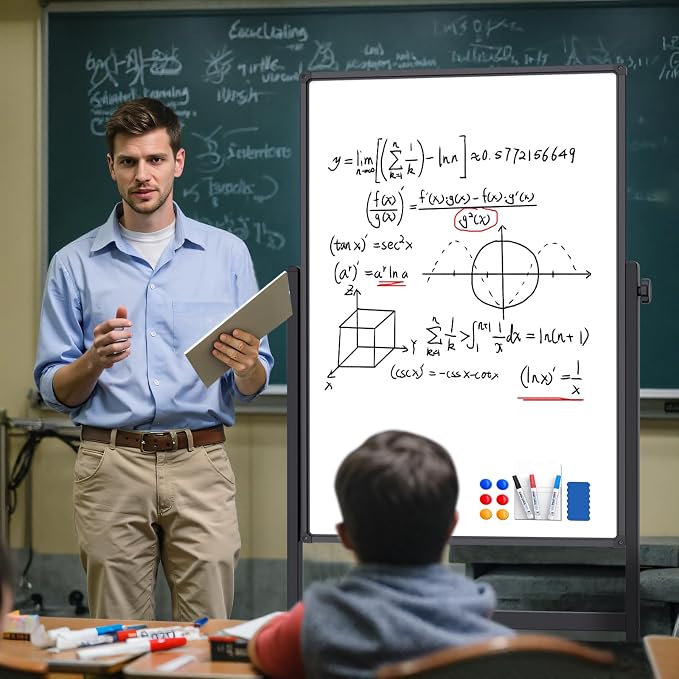 Rolling Whiteboard on Wheels, Double-Sided Magnetic Dry Erase Board - Image 6