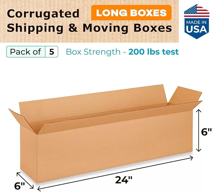 Long Moving & Shipping Boxes 24 x 6 x 6 inches - Image 2
