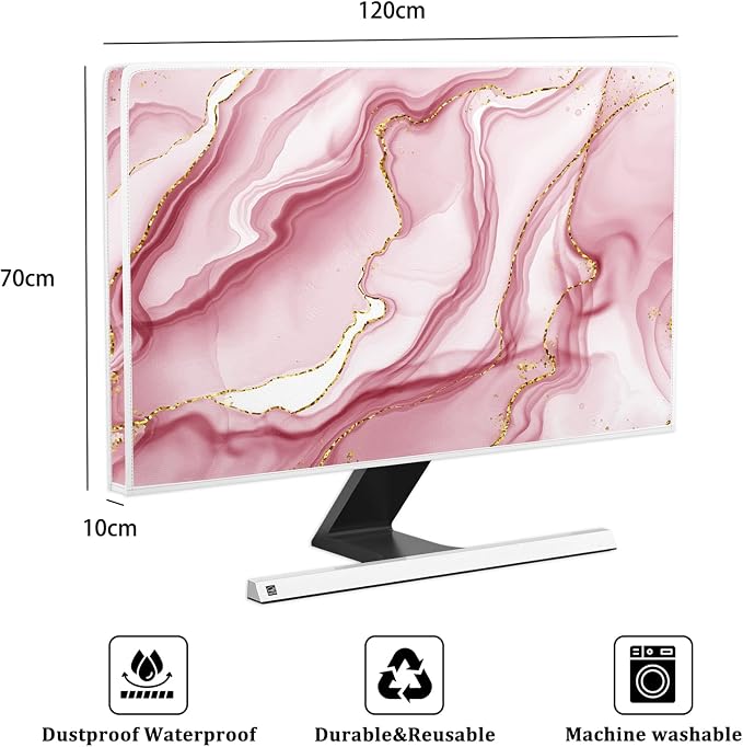 Baocicco Gold Pink Marble Waterproof TV Display Screen Cover 50, 52 Inch TV - Image 2