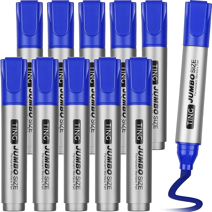 Fuutreo 10 Pack Jumbo Permanent Markers Bulk Large Chisel Tip Permanent Markers by Fuutreo