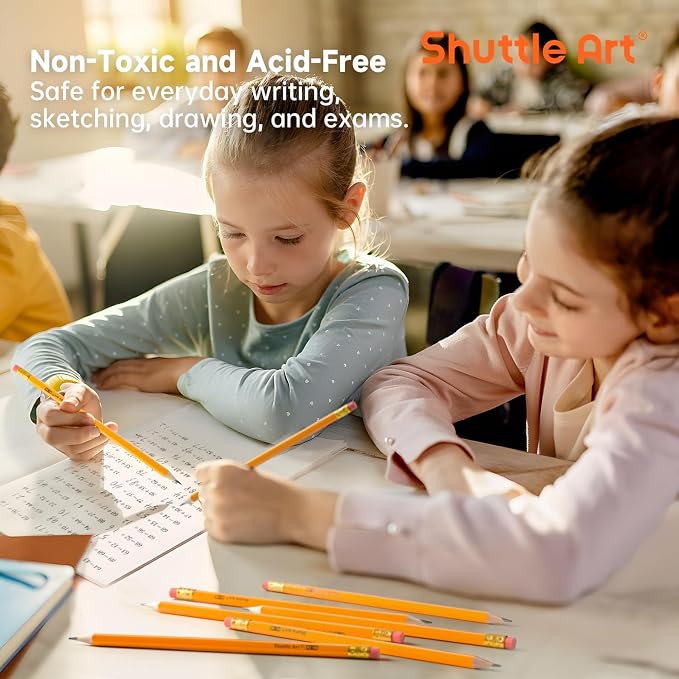 Shuttle Art Wood-Cased #2 HB Pencils, 1000 Pack Sharpened Yellow Pencils - Image 5