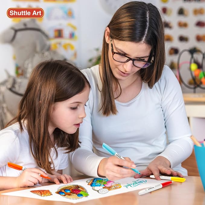Shuttle Art 60 Colors Permanent Markers, Fine Point, Works on Plastic, Metal - Image 6