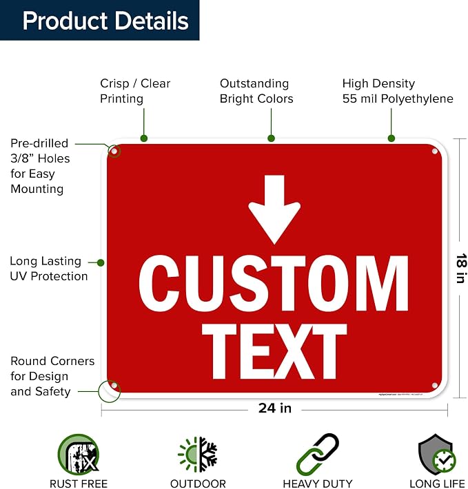 Custom Arrow, Custom Directional Sign, Down Arrow, 18x24 Inches, 55 mil thick - Image 6