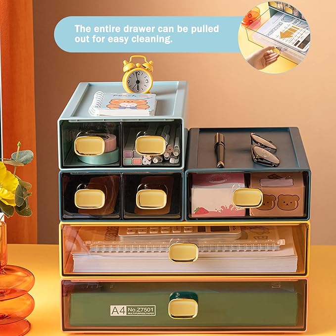 DETEIN Stackable Desk Drawer Organizer 13''x9''x3.3'' Desktop Paper Organizer - Image 3