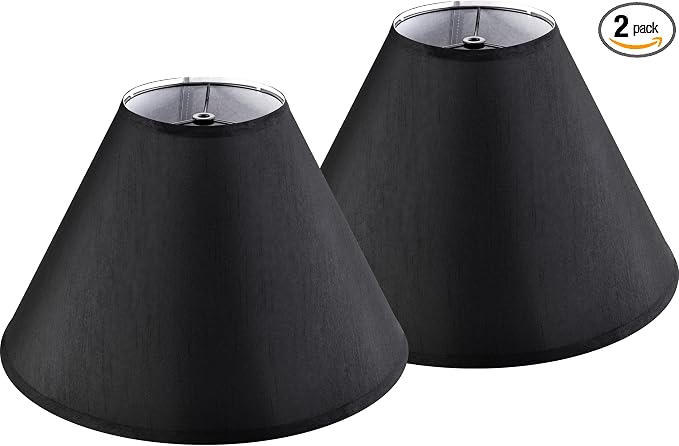GO&SO Set of 2 Black Lamp Shade Fabric Large Lampshades, Barrel Lamp Shades 6.5 by GOSO