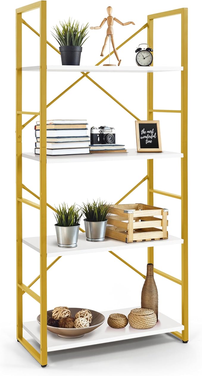 CAPHAUS 4 Tier Bookshelf, Bookcase Shelf Storage Organizer, Living Room by CAPHAUS