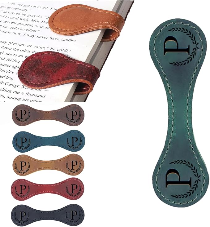 Artlaza Personalized Magnetic Leather Bookmark, 26 Letter Custom Leather by Artlaza