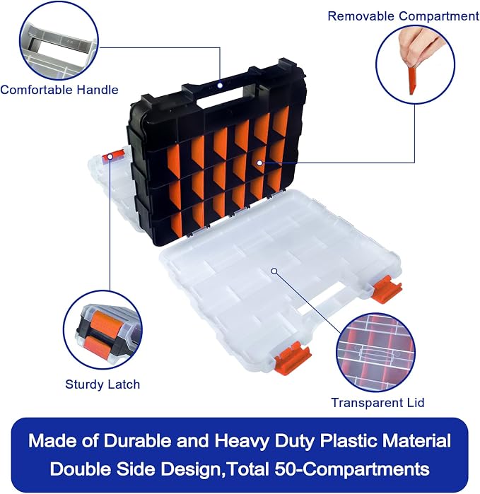 Tools Organizer Box Small Parts Storage Box 50-Compartment Double Side Hardware - Image 2