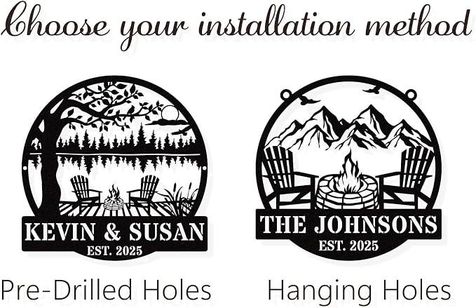 Personalized Mountain Campfire Sign, Custom Fire Pit & Campsite Decor, Metal - Image 3