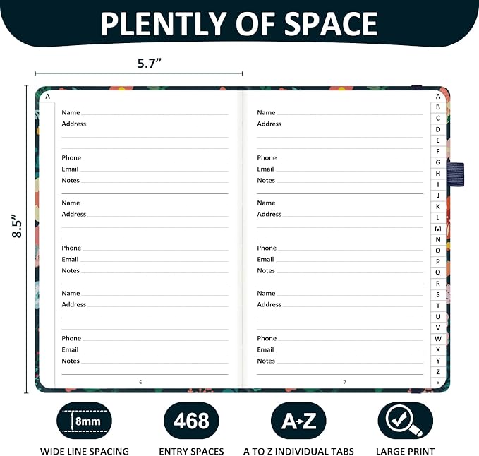 Comkiso Address Book with Individual Alphabetical Tabs Laminated, Large Print - Image 3