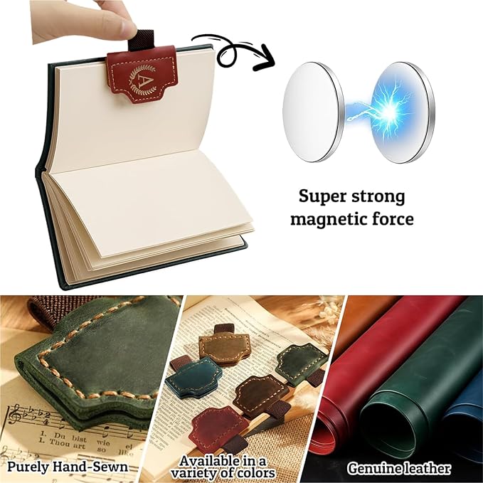 Personalized Bookmark with Pen Holder, Leather Magnetic Bookmark 26 Letters - Image 4
