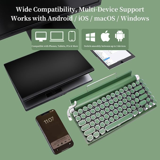 Adventurers Retro Typewriter-Style Mechanical Keyboard, 83 Keys, 75% Compact - Image 5