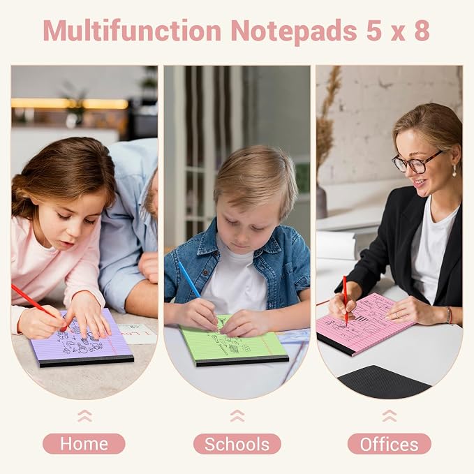 Legal Pads 5x8 Colored Note Pads, 4 Pack College Ruled Notepads 5x8 Lined Paper - Image 7