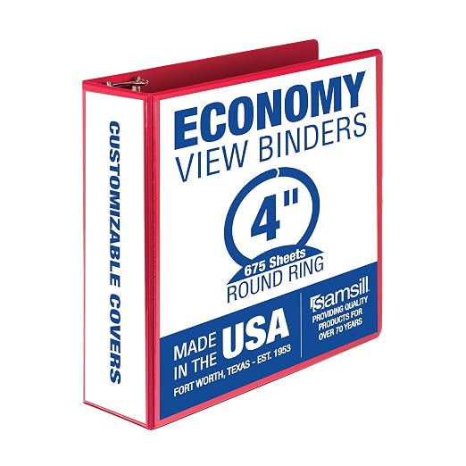 Samsill 4 Inch 3 Ring Binder, Made in USA, Economy Round Ring, 675 Sheet by Samsill