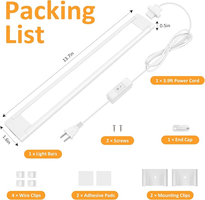 maylit Under Cabinet Lighting Plug in, 14 Inch Linkable Ultra Bright LED Light - Image 6
