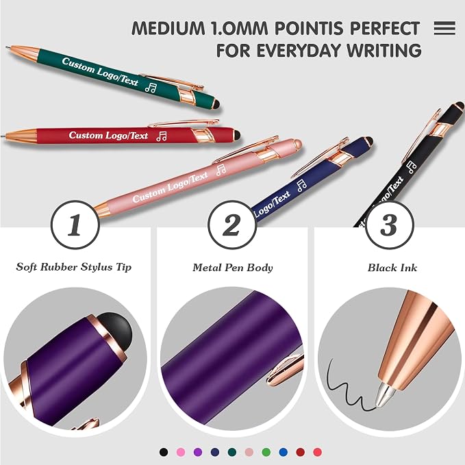 CRME Personalized Pen with Stylus Tip Customized Pens with Name/Logo Perfect - Image 3