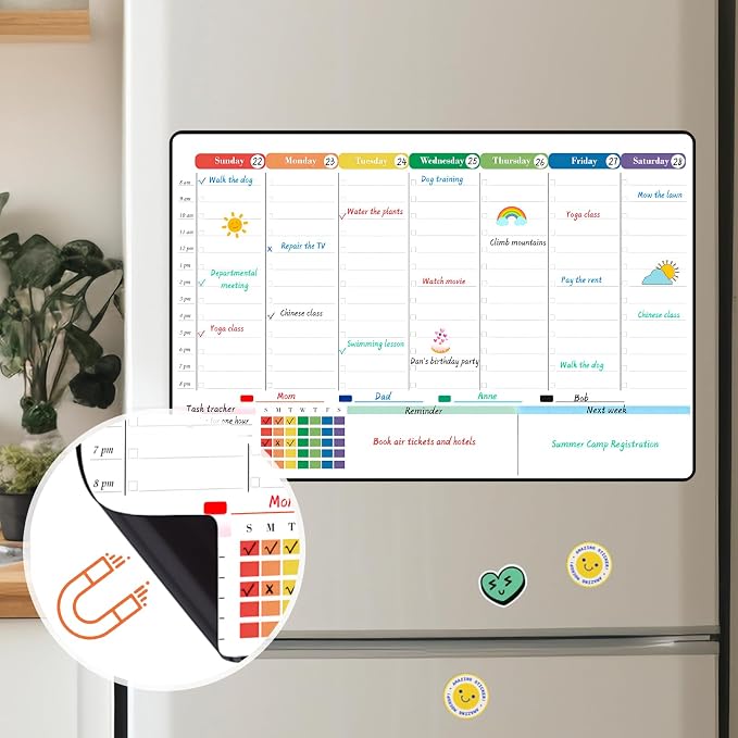 POPRUN Dry Erase Board Magnetic Weekly Calendar Whiteboard - Image 4