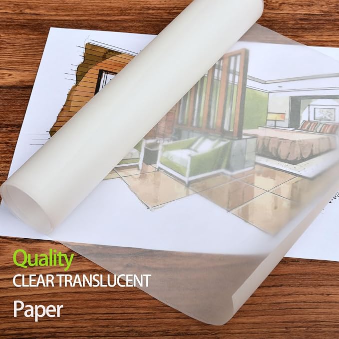 SEMLEART Tracing Paper Roll, 17.5-inch x 50yard，White Translucent Vellum - Image 6