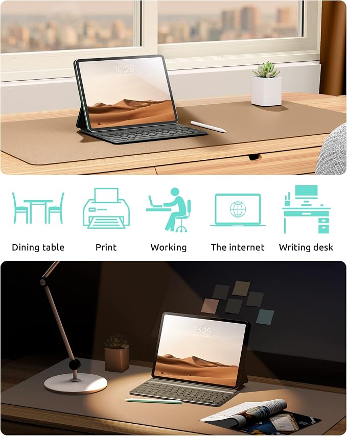 YSAGi Leather Desk Protector, Office Mat, Large Mouse Pad, Non-Slip PU Leather - Image 6