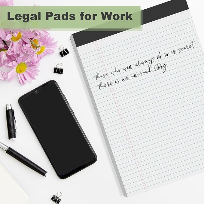 White Legal Pads 8.5 x 11 Narrow Ruled, 24 Pack Notepads College Ruled Pads of - Image 7