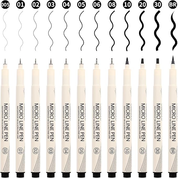 CHARSOCO Black Micro Pens Set by CHARSOCO